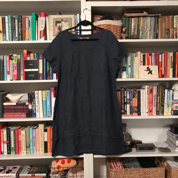 Flax Dresses & Skirts - NAVY linen FLAX One Tuck Wonderfull dress 🏙